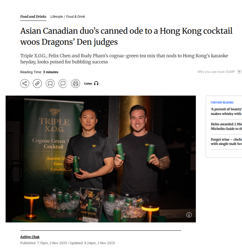 Triple X.O.G. on South China Morning Post